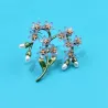 Broche en résine à la mode - feuilles vertes / fleurs / perles