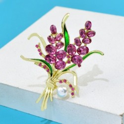 Luxurious brooch - pink crystal flowersBrooches