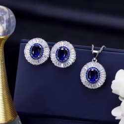 Fashionable jewellery set - earrings - necklace - with round cubic zirconiaJewellery Sets