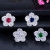 Ensemble de bijoux en forme de fleurs - collier - boucles d'oreilles - zircone cubique