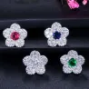 Flowers shaped jewellery set - necklace - earrings - cubic zirconiaJewellery Sets