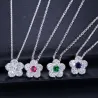 Ensemble de bijoux en forme de fleurs - collier - boucles d'oreilles - zircone cubique