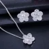 Flowers shaped jewellery set - necklace - earrings - cubic zirconiaJewellery Sets