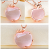 Elegant rose gold necklace - apple shaped pendant - crystals - pink opalNecklaces
