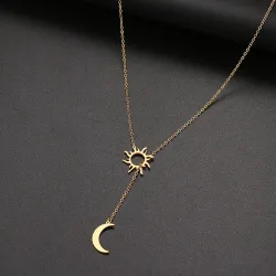 Trendy stainless steel necklace - moon & starNecklaces