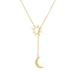 Collier tendance en acier inoxydable - lune & étoile