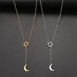 Trendy stainless steel necklace - moon & starNecklaces
