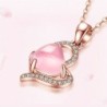 Collier élégant en or rose - pendentif en forme de coeur - cristaux - opale rose