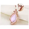 Elegant rose gold necklace - water drop shaped pendant - crystals - pink opalNecklaces