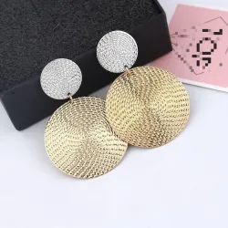 Boucles d'oreilles à la mode - doubles cercles - argent & or