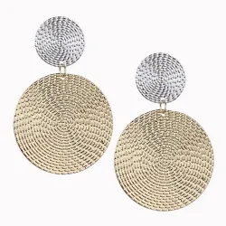 Boucles d'oreilles à la mode - doubles cercles - argent & or