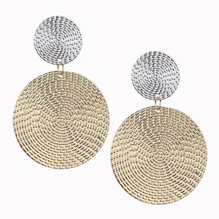 Boucles d'oreilles à la mode - doubles cercles - argent & or