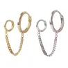 Retro style earrings - double rings - chainEarrings
