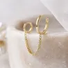 Boucles d'oreilles style rétro - anneaux doubles - chaîne