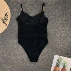 Maillot de bain une pièce sexy en velours - push up - ceinture décorative