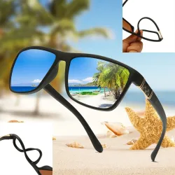 Lunettes de soleil carrées classiques - polarisées - caoutchouc souple - unisexe