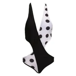 Maillot de bain une pièce sexy - noir & blanc - à pois