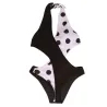 Maillot de bain une pièce sexy - noir & blanc - à pois