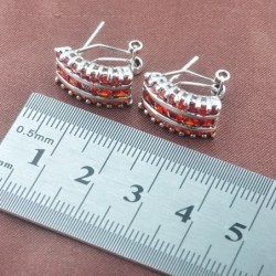 Ensemble de bijoux élégant - avec zircone rouge - collier - boucles d'oreilles - bague
