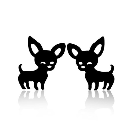 Petites boucles d'oreilles clous - en forme de chiens - acier inoxydable