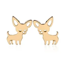 Petites boucles d'oreilles clous - en forme de chiens - acier inoxydable
