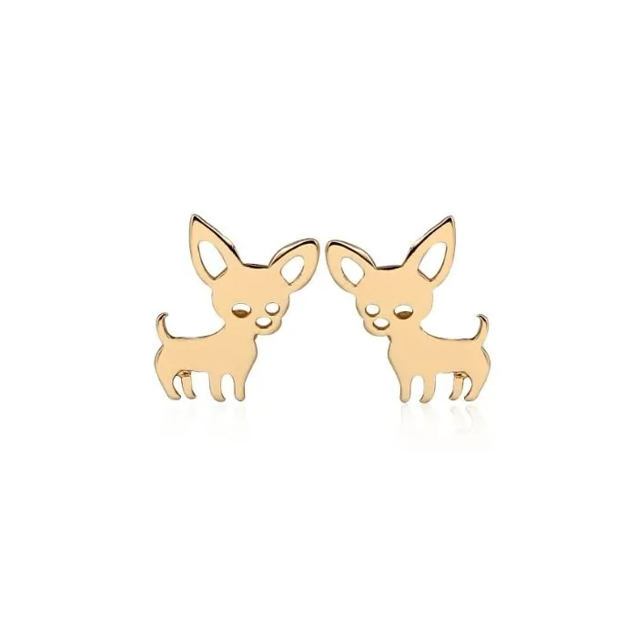 Petites boucles d'oreilles clous - en forme de chiens - acier inoxydable