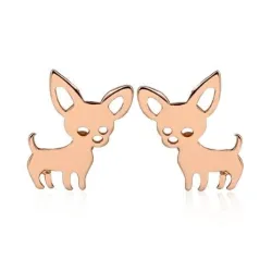 Petites boucles d'oreilles clous - en forme de chiens - acier inoxydable