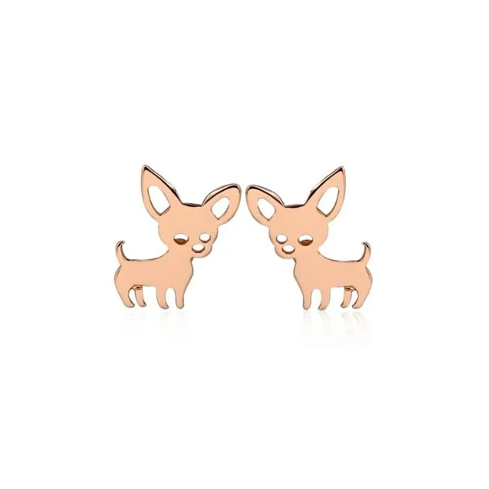 Petites boucles d'oreilles clous - en forme de chiens - acier inoxydable