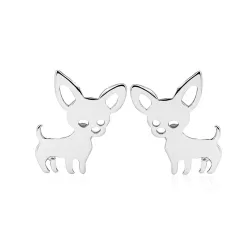 Petites boucles d'oreilles clous - en forme de chiens - acier inoxydable