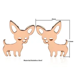 Petites boucles d'oreilles clous - en forme de chiens - acier inoxydable