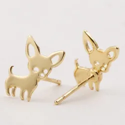 Petites boucles d'oreilles clous - en forme de chiens - acier inoxydable