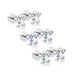 Petites boucles d'oreilles clous - avec zircons cubiques - papillons - coeurs - étoiles