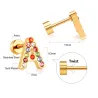 Petites boucles d'oreilles puces élégantes - avec strass colorés - lettres de l'alphabet
