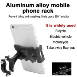 Support de téléphone universel - pour guidon de vélo / moto - antidérapant - clip - rotatif - alliage d'aluminium