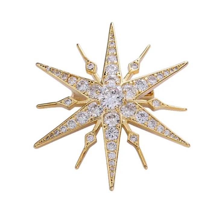 Broche luxueuse en forme d'étoile - zircone cubique