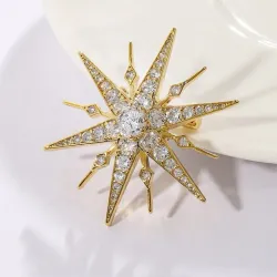 Broche luxueuse en forme d'étoile - zircone cubique