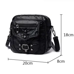 Small shoulder / waist bag - leather - rivets - zippersBags