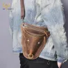 Petit sac bandoulière / taille tendance - cuir véritable - en forme de tête de taureau