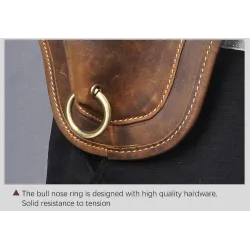 Petit sac bandoulière / taille tendance - cuir véritable - en forme de tête de taureau
