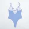 Maillot de bain une pièce sexy - côtelé - décolleté profond - avec push up