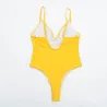 Sexy one-piece swimsuit - ribbed - deep neckline - with push upBeachwear