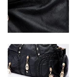 Vintage small shoulder bag - rivets - contrast colors - leatherBags