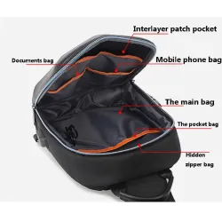 Sac à bandoulière antivol avec port USB - bandoulière - sac de poitrine en PVC