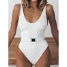Maillot de bain une pièce côtelé sexy - monokini brésilien - avec ceinture