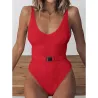 Maillot de bain une pièce côtelé sexy - monokini brésilien - avec ceinture