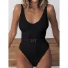 Maillot de bain une pièce côtelé sexy - monokini brésilien - avec ceinture