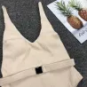 Maillot de bain une pièce côtelé sexy - monokini brésilien - avec ceinture
