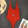 Maillot de bain une pièce côtelé sexy - monokini brésilien - avec ceinture