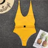 Sexy one piece ribbed swimsuit - Brazilian monokini - with beltBeachwear