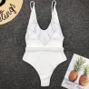 Maillot de bain une pièce côtelé sexy - monokini brésilien - avec ceinture